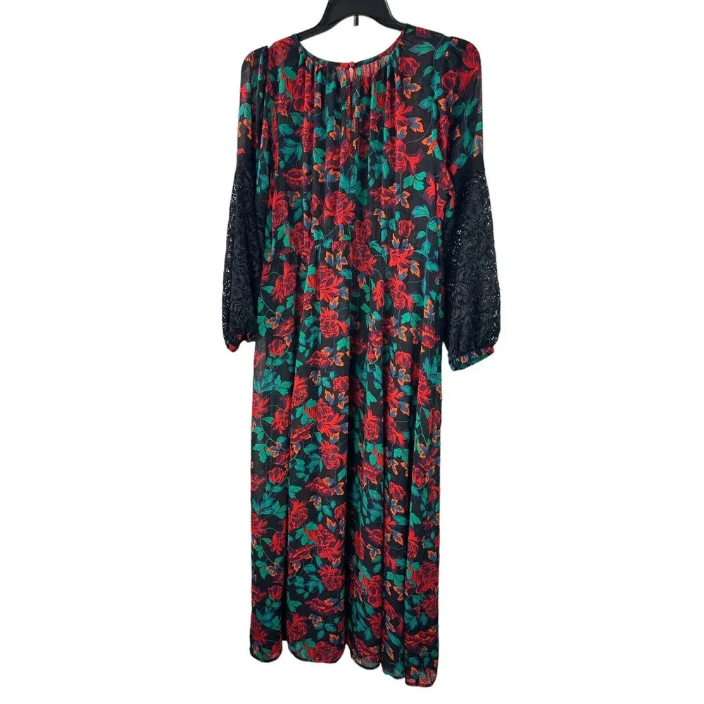 *Read* Torrid SHEER Maxi Peasant Dress Chiffon Floral *Minus Belt Plus Size 2 2X - Picture 4 of 14